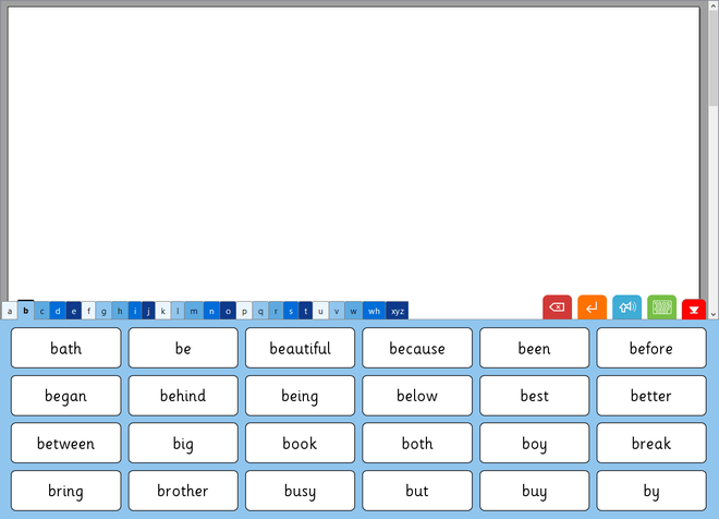 Screenshot from Word List One A - Z