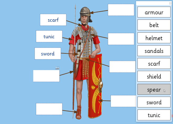 Screenshot from Label the Roman Soldier One