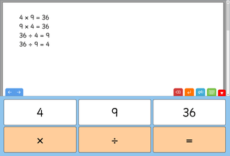 Screenshot from Multiplication Fact Families