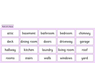 Screenshot from Parts of a House - Quick Words