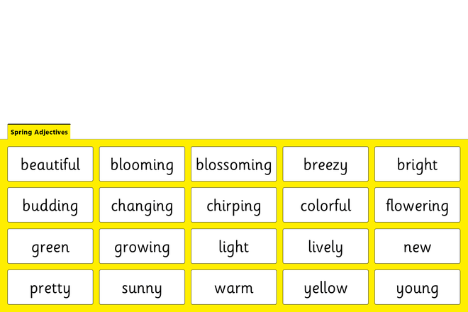 Screenshot from Spring Adjectives - Quick Words