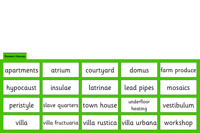 Screenshot from Roman Houses - Quick Words