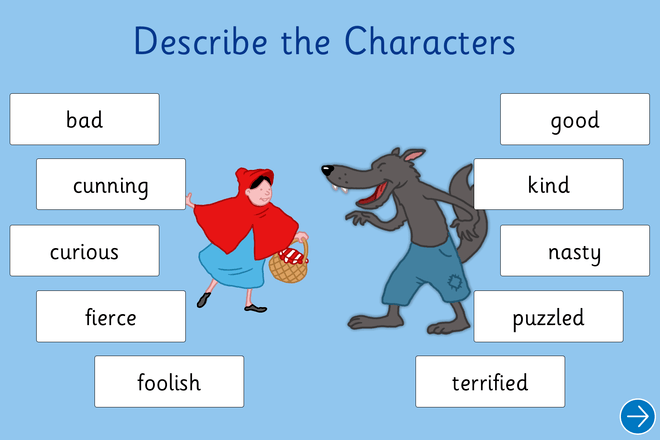 Screenshot from Little Red Riding Hood - Describe the Characters