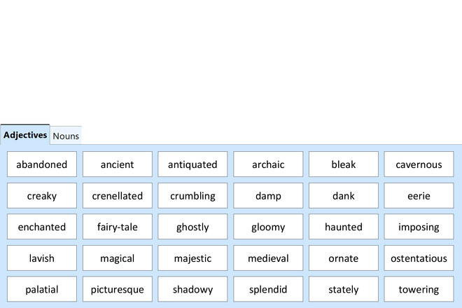 Screenshot from Castle - Adjectives and Nouns
