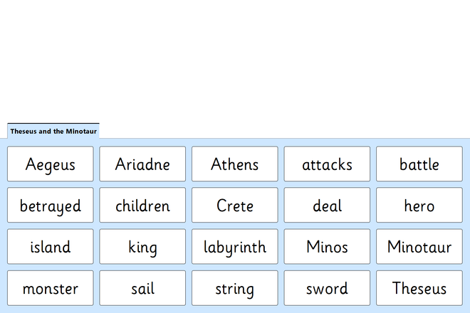 Screenshot from Theseus and the Minotaur - Quick Words