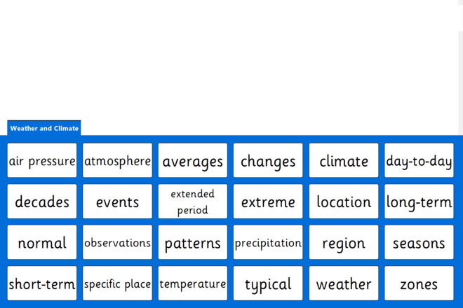 Screenshot from Weather and Climate - Quick Words