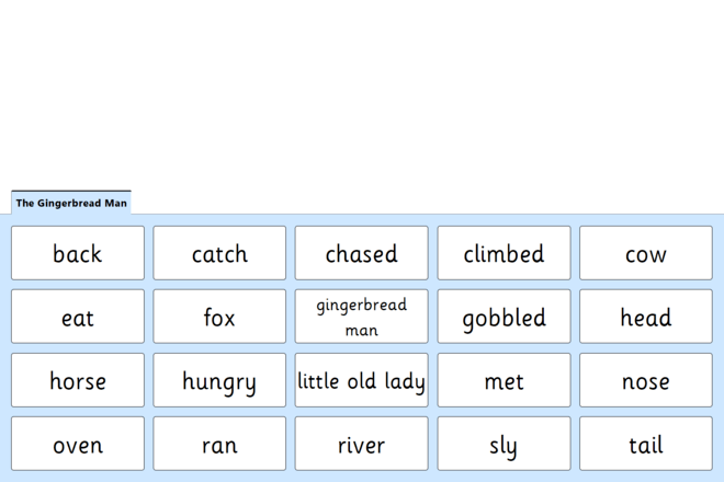 Screenshot from The Gingerbread Man - Quick Words