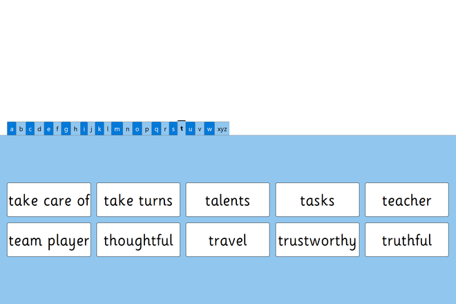 Screenshot from My Strengths A - Z