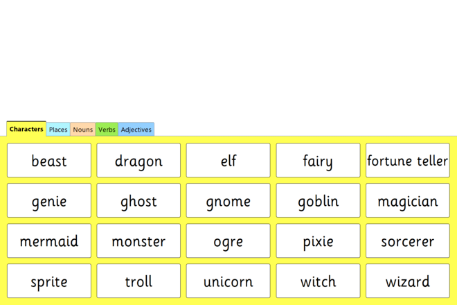 Screenshot from Fantasy Story Words