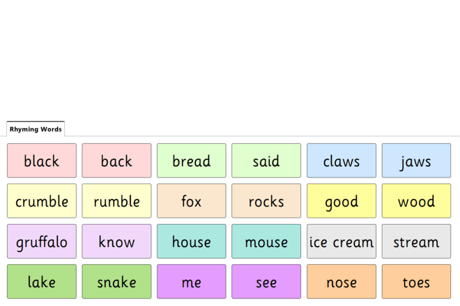 Screenshot from The Gruffalo - Rhyming Words