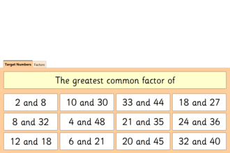 Screenshot from Greatest Common Factor
