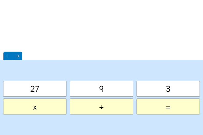 Screenshot from Multiplication Fact Families