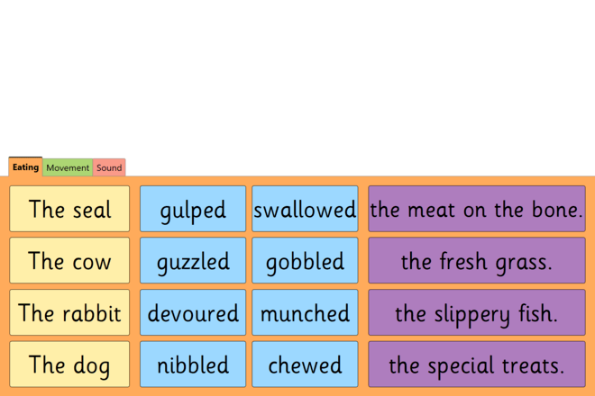Screenshot from Powerful Animal Verbs