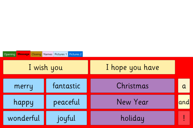 Screenshot from Christmas Card Message