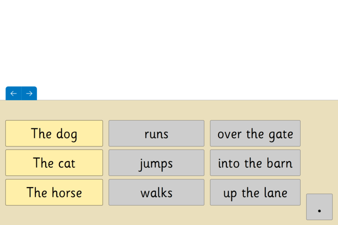 Screenshot from Simple Sentences - Sentence Blocks