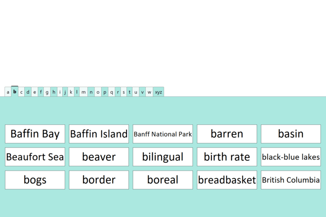 Screenshot from Geography of Canada A - Z