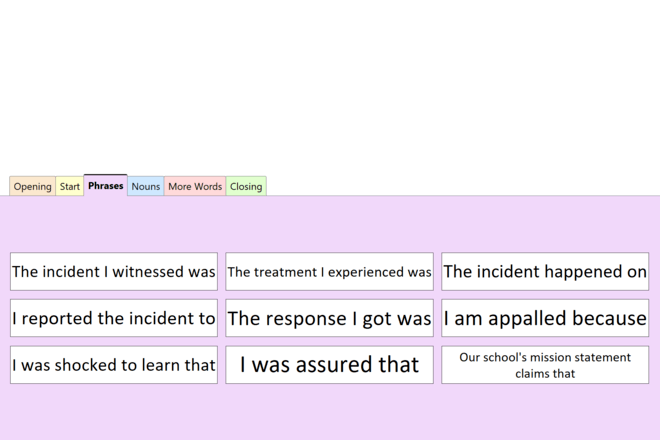 Screenshot from Complaint Letter to School