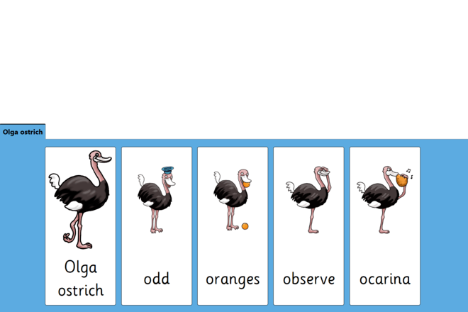 Screenshot from Olga Ostrich - Picture Words