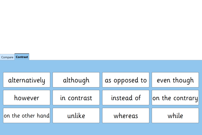 Screenshot from Compare and Contrast Signal Words