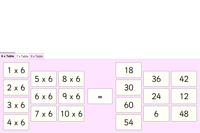 Screenshot from Multiplication Practice Three