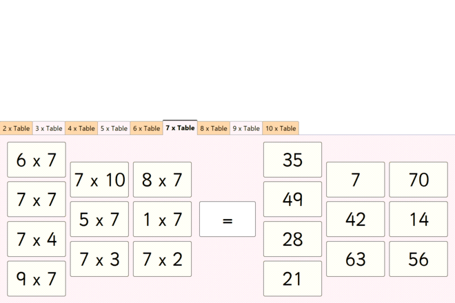 Screenshot from Multiplication Practice Four