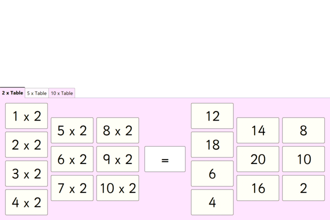 Screenshot from Multiplication Practice One