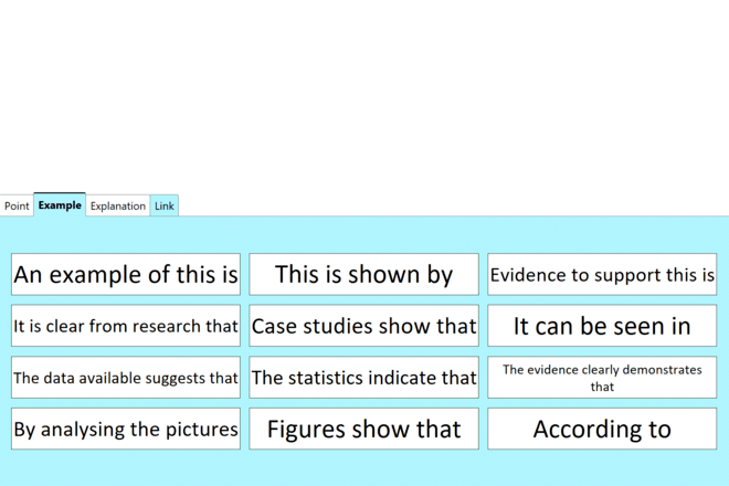 Screenshot from PEEL Sentence Starters - Geography
