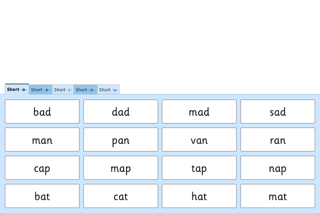 Screenshot from Rhyming Words - CVCs